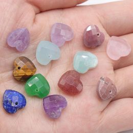 Pendant Necklaces Heart Natural Crystal Stone Pendants Faceted Amethysts Lapis White Pink Quartz For Bracelets Reiki Jewelry DIY