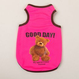 Dog Apparel Cartoon Bear Printed Tank Top SpringSummer Thin Breathable Pet Clothing Sleeveless Cat Tshirt Cute Zipper Supplies 230616