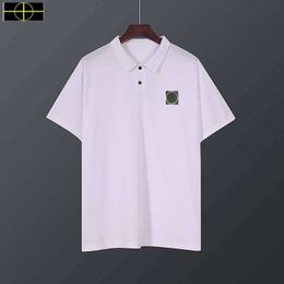 brand stone jacket polos island Summer Classic Solid Mercerized Cotton Polo Shirt Men's Short Sleeve Stone T-shirt Is land Casual Versatile10XL232