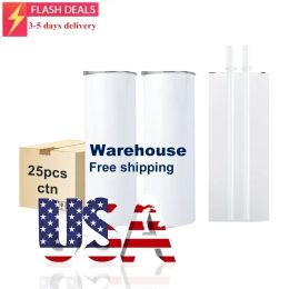 20oz Straight Mugs Sublimation Tumblers Heat Press Double Wall Insulated Cups USA CA Warehouse Fast Delivery