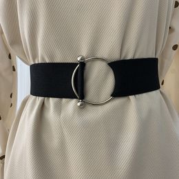 Other Fashion Accessories Belts for Women Black Simple Waist Elastic Ladies Band Round Buckle Decoration Coat Sweater Fashion Dress Rice White 230615