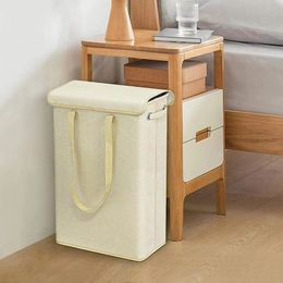 Storage Baskets Laundry Basket Clothing With Cover Dirty Clothes 45L Foldable Slim Portable Bedroom Office 230615