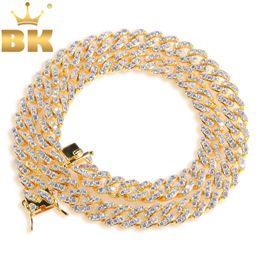 Strands Strings The Bling King Hiphop Gift 9 mm Micro Pave Iced Cz Cuban Naszyjniki Złoto lub srebrny kolor dla mężczyzn Bling Biżuteria mody 230615