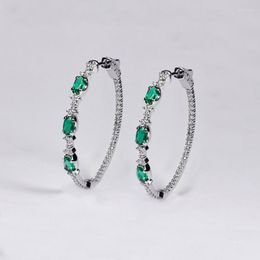 Hoop Earrings Gorgeous Green CZ For Women Wedding Engagement Party Noble Accessories Full Cubic Zirconia Fashion Jewelry