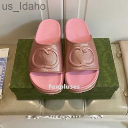 Slippers 2023 New style Slippers Sandal Sliders Macaron thick bottom nonslip soft bottom fashion G house slipper women wear beach flipflops INS loafers 3 J230616