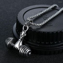 Chains Stainless Steel Barbell Dumbbell Pendant Fitness Equipment Necklace Men Women Gym Casual Fashion Jewellery Accessories