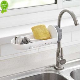 New Sponge Soap Cloth Drain Rack Storage Organiser Holder Shelf Sink Faucet Hanging Punch Faucet Rack Home Kitchen Accessories