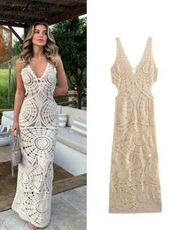 Basic Casual Dresses Knitted Sexy Cut Out Crochet Dress Woman Summer Long Dresses For Women Bodycon Dress Women Semi Sheer Party Dresses 230615