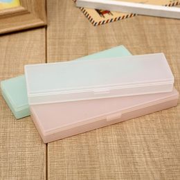 Frosted Translucent Pencil Case Non-toxic Simple Hard Plastic Pen Box Kids School Stationery Pencilcase Pencils Cases Gift