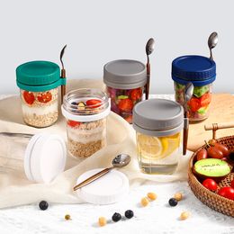 Bottles Jars 1 2 PCS Overnight Oats with Lid and Spoon 10 oz Large Capacity Airtight Oatmeal Container Measurement Marks 230615