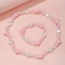 Choker Star Pentagram Shell Beaded Necklace Sweet Cute Romantic Charm Elastic Bracelet Aesthetic Fashion Set Jewellery For Women