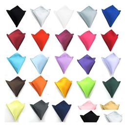 Cravat Simple Solider Colour Hanky Handkerchief Business Suit Square Pocket Kerchief Wedding Groom Fashion Accessories Gift Drop Deli Dhvdo