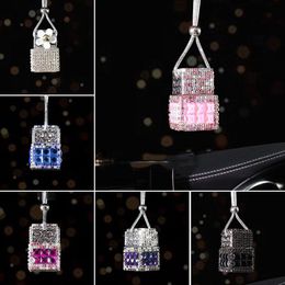 Innovative Diamond Perfume Bottle mounted drill piece perfume pendant with Hang Rope for Car Decorations Air Freshener Lctgp