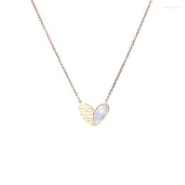 Pendant Necklaces 316L Stainless Steel Fashion Jewellery Natural Shell Love Heart Shape Charms Chain Choker Collier & Pendants For Women