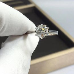 Cluster Rings 1ct Moissanite Diamond Ring Round Shape 6.5mm Passed Detect S925 Silver Gold Plated D Colour VVS Wedding High Jewellery