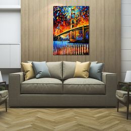 Contemporary Canvas Art Living Room Decor San Francisco Golden Gate Hand Painted Oil Painting Landscape Vibrant