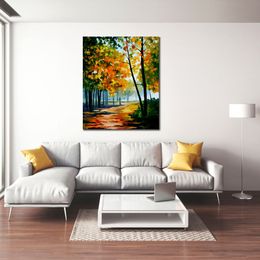 Street Landscape Canvas Art Noon in The Forest Handmade Modern Painting for Family Room Decor
