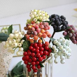 Dried Flowers bunch of mini Christmas foam artificial berries bright red holly tree decoration flowers wedding