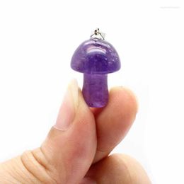 Pendant Necklaces Reiki Crystal Jewellery Lovely Small Mushroom Charm Amethysts Opal Tiger Eye Pink Quartz For Necklace Women Making