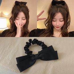 Hair Accessories Bowknot Elastic Bands For Women Black Bow Ties Scrunchie Elegant Ponytail Holder