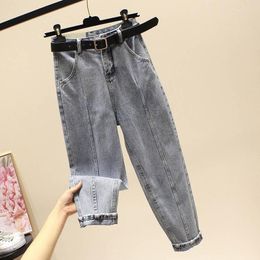 Women's Jeans Woman Pants For Women 2023 Spring Loose Cropped Light Colour Straight Pantalones Vaqueros Mujer