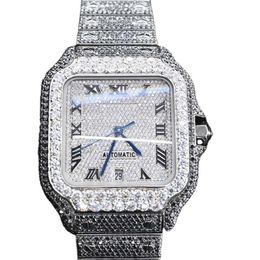 Luxurious Watches with Diamond Unisex Waterproof Stainless Steel Automatic Battery Life Vvs Clarity Moissanite Diamond Studded Analogue Watch HB-NW
