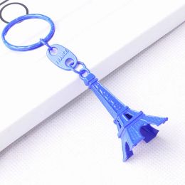 50pcslot Paris Eiffel Tower Keychain Mini Eiffel Tower Candy Color Keyring Store Advertising Promotion Service Equipment Keyfob