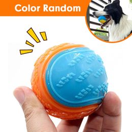 Dog Toy Pet Rubber Ball Toys Squeaking Interactive Puppy Chewing Toys For Small Large Dogs Training Playing Teeth Cleaning
