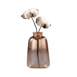 Vases Gradient Golden Glass Vase Nordic Electroplating Home Decoration Dry Bar Restaurant Flower Arrangement 230615