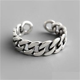 Band Rings Ancient Sier Chain Ring Finger Open Adjustable For Women Fashion Jewellery Will And Sandy Drop Delivery Dhfav