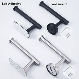 Paper Towel Holders black Toilet Roll wall Holder Stainless Steel Organizers holder bathroom Self Adhesive PunchFree Rack Tissue 230616