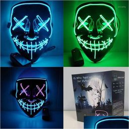 Party Masks Ship To Us Led Mask Light Up Funny From The Purge Election Year For Festival Cosplay Halloween Costume Party1 Drop Deliv Dhy4A