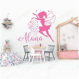 Adesivos de parede personalizados meninas nome pequena princesa fada adesivo decoração de casa quarto quarto berçário decalques personalizados s320 drop delivery dhdsb