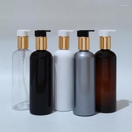 Storage Bottles 300ml Empty Lotion Bottle Container With Gold Pump Plastic Refillable Shampoo Shower Gel Liquid Soap Cosmetic Packaging