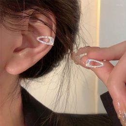 Backs Earrings 1Pcs Korean Sliver Color Zircon Paper Clip For Women Without Piercing Fake Cartilage Ear Cuff Trendy Jewelry Gifts