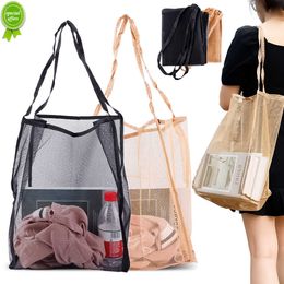 New Foldable Shopping Bag Reusable Outdoor Travel Storage Bags Large Capacity Portable Shoulder HandBags Grocery Mesh Bag Organiser