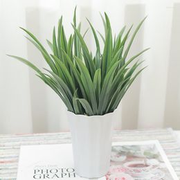 Decorative Flowers Artificial Dark Green Fibrous Root Arrow Orchid Tropical Plant Plastic Summer Home Living Room Potted Decoration False