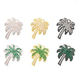 Charms 1PC Copper Micro Pave Coconut Palm Tree Multicolour Cubic Zirconia Pendant DIY Necklace Women Summer Jewellery 20mm X 16mm