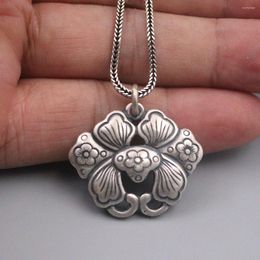 Chains Solid 925 Sterling Silver Floral Butterfly Pendant 1.5mm Wheat Link Chain 20"L