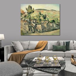 Impressionist Canvas Art Hillside in Provence Paul Cezanne Painting Hand Painted Landscape Artwork for Club Bar Wall Decor