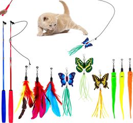 7Pcs Pet Stick Toys Emotional Comfort with Colorful Ribbons Pet Cat Teaser Wand Toy Cat Supplies