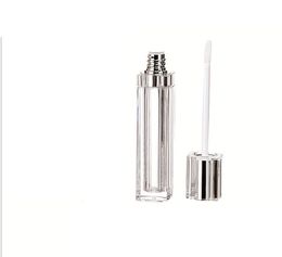 Wholesale 8ML Plastic Lip Gloss Packaging Containers Gold Silver Square Clear Lip Gloss Tube Liquid Lipgloss Refillable Bottles