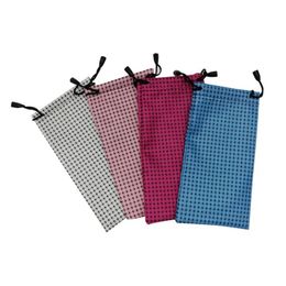 Sunglasses Cases 100 pcs/lot 18*9.5cm Diced Bean Style Glasses Case Soft Waterproof Plaid Cloth Sunglasses Bag Glasses Pouch 4 Color Wholesale 230615