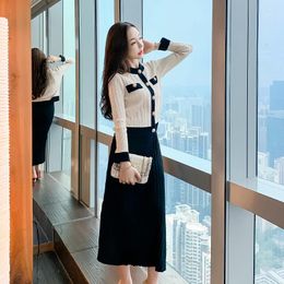 Work Dresses Arrival Fashion Korean Style Women Sets Temperament Long A-line Skirt And Wild Elegant Jacket Knit Bouncy Two Piece Set