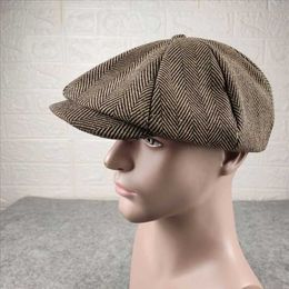 Berets Big Bone Men Plus Size Beret Lady Wool Octagonal Cap Western Newsboy Caps Dad Winter Flat Brim Felt Ivy Hat 5558cm 5961cm Z0616