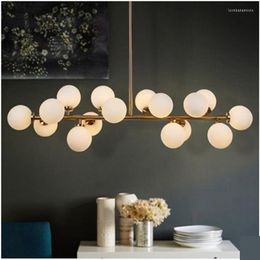 Chandeliers Modern LED Chandelier Milky White Bubble Lampshade Restaurant Cafe Bar Golden And Black Nordic Lighting Fixtures
