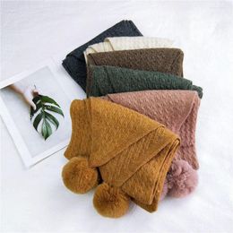 Scarves Lady Scarf Cute Winter Wool Knitted Warm Soft Double Face Bufandas Cachecol Cotton For Women Men D086
