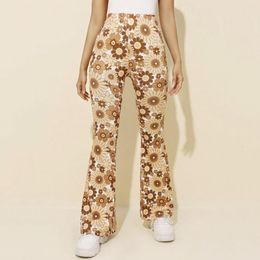 Women's Pants Womens Casual Sports Comfortable Floral Prints Flared Trousers