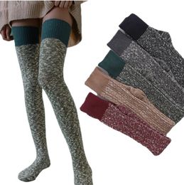 Women long knee high socks Knitted thermal warm thick long wool socks Sexy Girls Long Tube Boot Stockings Winter Lady Hosiery high boots stocking