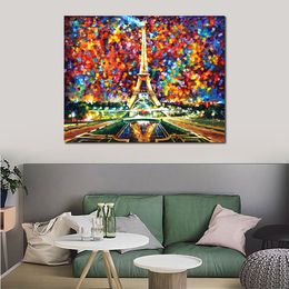 Stunning Landscape Canvas Art Paris of My Dreams Hand Painted Urban Streets Painting Lobby Decor